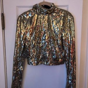 NASTY GAL LONG SLEEVE SEQUIN CROP TOP!!! NWOT